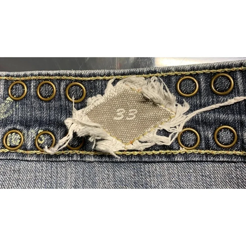 #0684 Xray Mens Jeans Denim 36x32 Blue Distressed Biker Pants
